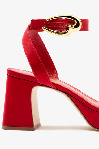 Dolly Verona Low Sandal In Cherry Satin Sandal Larroudé