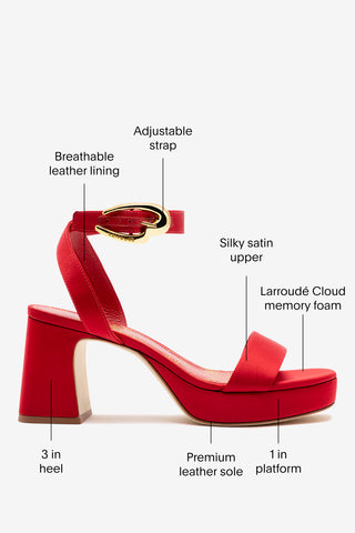 Dolly Verona Low Sandal In Cherry Satin Sandal Larroudé