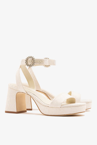 Larroudé x Markarian: Dolly Low Sandal White Lace Sandal Larroudé x Markarian