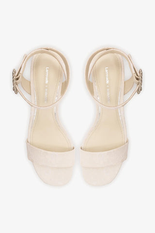 Larroudé x Markarian: Dolly Low Sandal White Lace Sandal Larroudé x Markarian