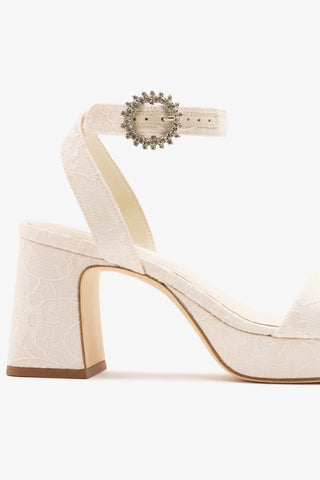 Larroudé x Markarian: Dolly Low Sandal White Lace Sandal Larroudé x Markarian