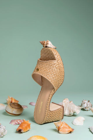 Dolly Low Mule In Natural And Beige Raffia