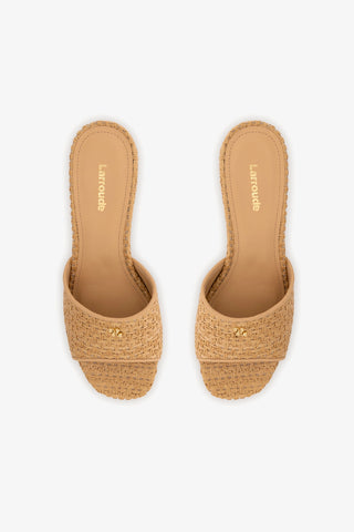 Dolly Low Mule In Natural And Beige Raffia