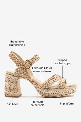 Jolene Low Sandal Natural Crochet Sandal Larroudé