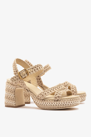 Jolene Low Sandal Natural Crochet Sandal Larroudé