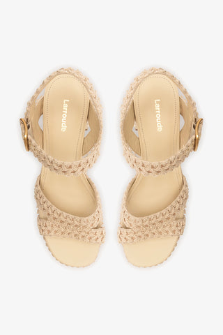 Jolene Low Sandal Natural Crochet Sandal Larroudé