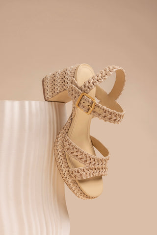 Jolene Low Sandal Natural Crochet Sandal Larroudé