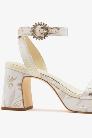 Larroudé x Markarian: Dolly Low Sandal Ivory Brocade Sandal Larroudé x Markarian