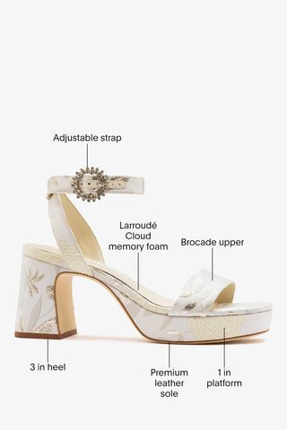 Larroudé x Markarian: Dolly Low Sandal Ivory Brocade Sandal Larroudé x Markarian