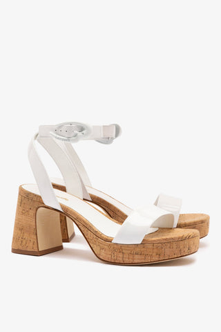 Dolly Verona Low Sandal In White Patent Leather and Natural Cork