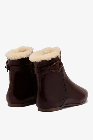 Mini Verona Boot In Brown Leather And Natural Shearling
