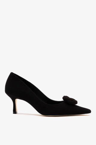 Carine Low Pump Black Leather — Larroudé