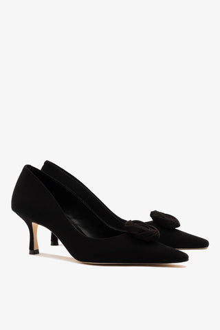 Carine Low Pump Black Leather — Larroudé