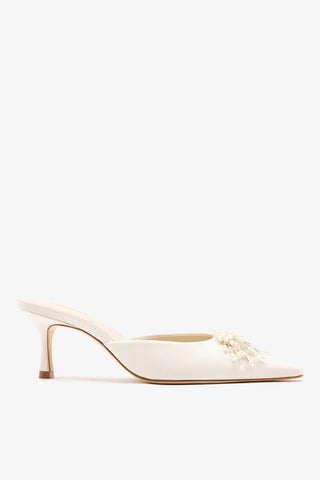 Carine Mule White Satin Mule Larroudé