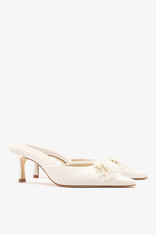 Carine Mule White Satin Mule Larroudé