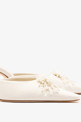 Carine Mule White Satin Mule Larroudé