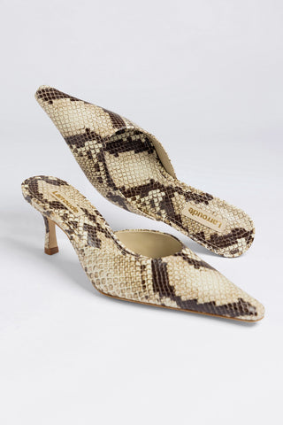 Carine Mule Neutral Snake Leather Mule Larroudé