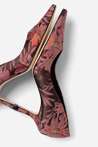 Larroudé by Markarian: Pump Burgundy Floral Brocade Pump Larroudé