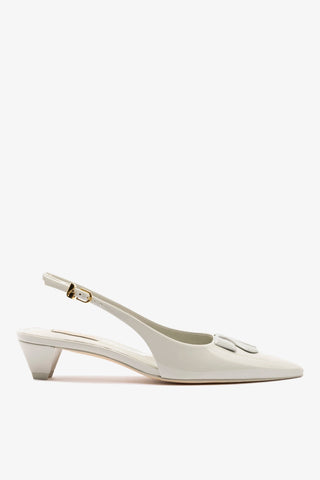 Kaitlan LL Low Pump In Gray Patent Leather Pump Larroudé