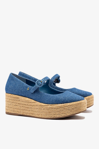 Blair Flatform In Blue Stoned Denim