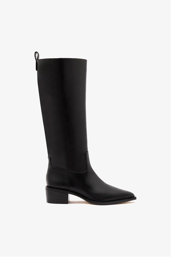 Florencia Boot In Black Leather - Boots - Larroudé – Larroude