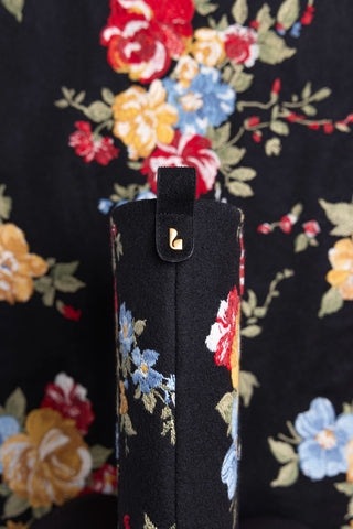 Larroudé x Markarian Florencia Boot In Floral Embroidery Black Fabric