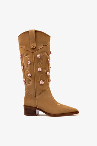 Paloma Boot In Peanut Suede And Tulip Leather
