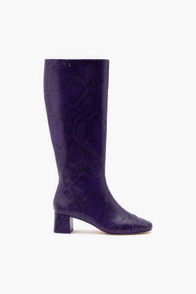 Edie Boot In Eggplant Python Embossed Leather – Larroude