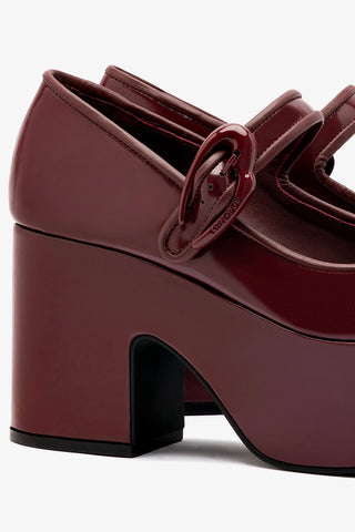 Verona Flatform In Burgundy Box Leather