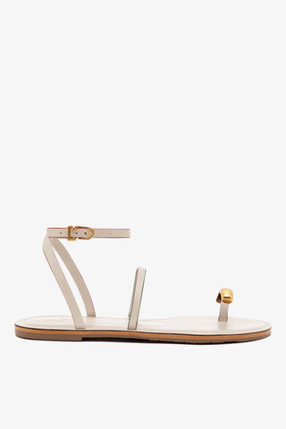 Biarritz Flat Sandal In Ivory Leather
