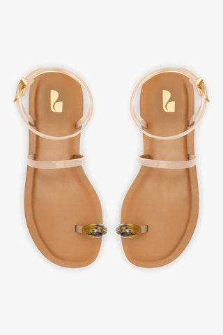 Biarritz Jelly Flat Sandal In Ivory Vinyl Flat - Sandal Larroudé