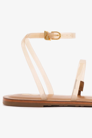 Biarritz Jelly Flat Sandal In Ivory Vinyl Flat - Sandal Larroudé