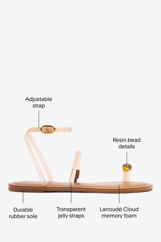 Biarritz Jelly Flat Sandal In Ivory Vinyl Flat - Sandal Larroudé