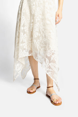 Biarritz Flat Sandal In Lemonade, Maya and Oud Python Embossed Leather