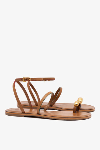 Biarritz Flat Sandal In Light Caramel Leather