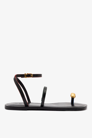 Biarritz Flat Sandal In Black Leather