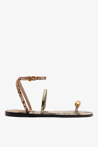Biarritz Flat Sandal In Neutral Snake Leather