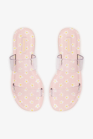 Gabe Flat In Clear Vinyl and Pink Patent Leather Womens - Shoes - Flats Larroudé