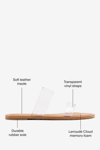 Gabe Flat In Clear Vinyl and Caramel Leather Womens - Shoes - Flats Larroudé