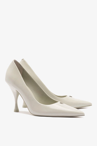 Stone Pump In Gray Box Leather Pump Larroudé