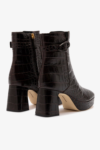Dolly Verona Low Boot In Croco Brown Leather