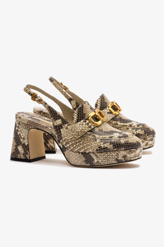 Harrington Loafer Low In Neutral Snake Leather