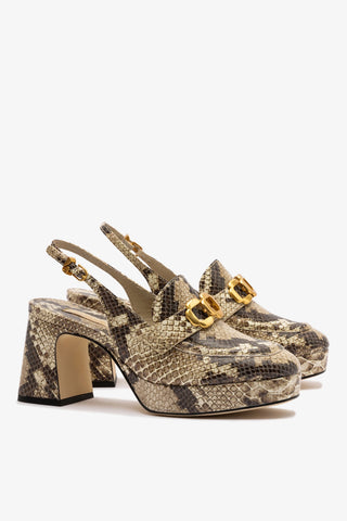 Harrington Loafer Low In Neutral Snake Leather