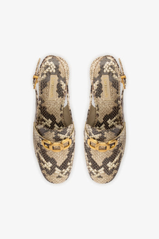 Harrington Loafer Low In Neutral Snake Leather