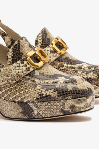 Harrington Loafer Low In Neutral Snake Leather