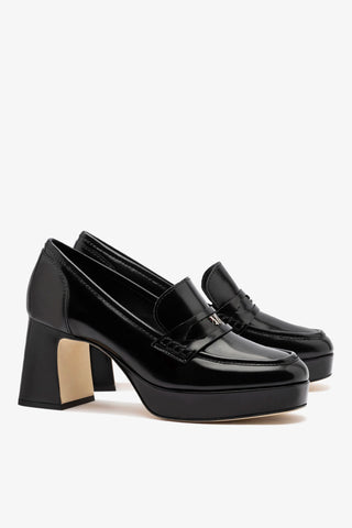 Suki Platform In Black Box Leather