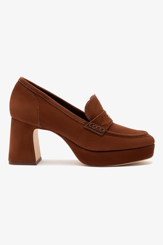 Suki Platform In Burnt Umber Suede