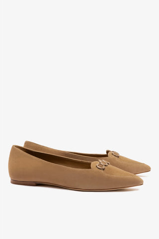 Audrey Flat In Hazelnut Suede Ballet Larroudé