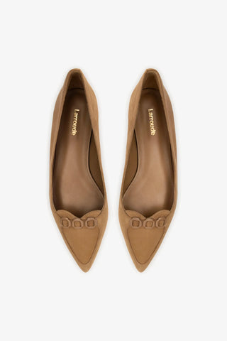 Audrey Flat In Hazelnut Suede Ballet Larroudé