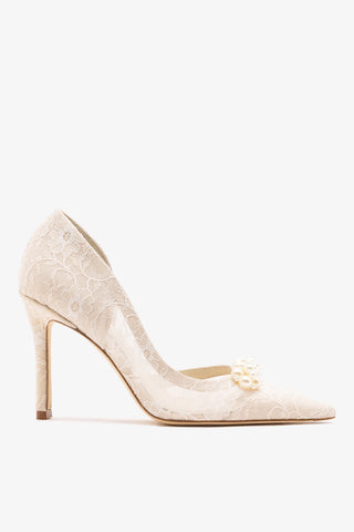 Larroudé x Markarian: D'Orsay Pump White Lace Pump Larroudé x Markarian